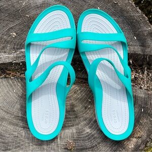 Crocs Sandals Teal & Gray Women’s Size 11 Summer Beach Swim